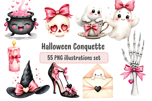 Coquette Halloween Clipart Bundle