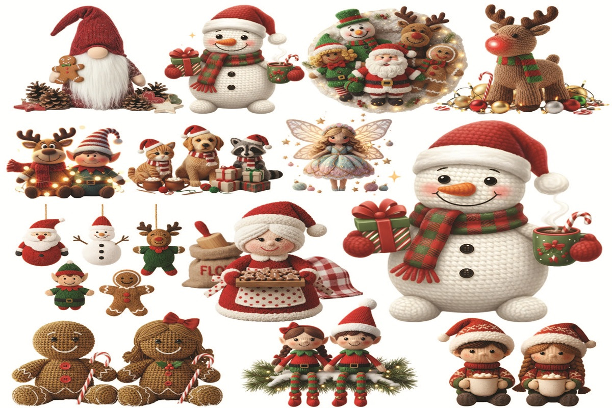 Crochet Xmas Character Animals PNG, an Object Graphic by Digi_Design_World (Photo 5 of 7)