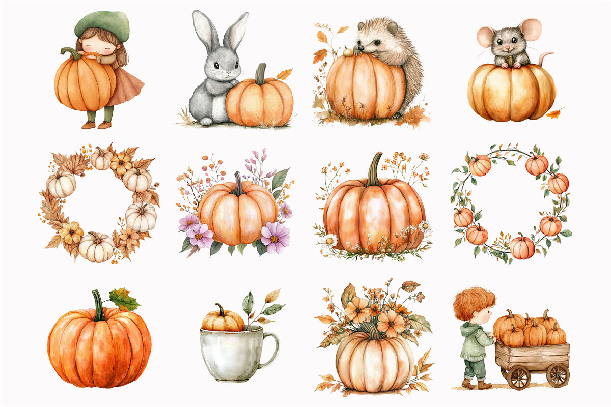 Cottagecore Pumpkin Clipart, an Illustration by Design Market (Photo 5 of 5)