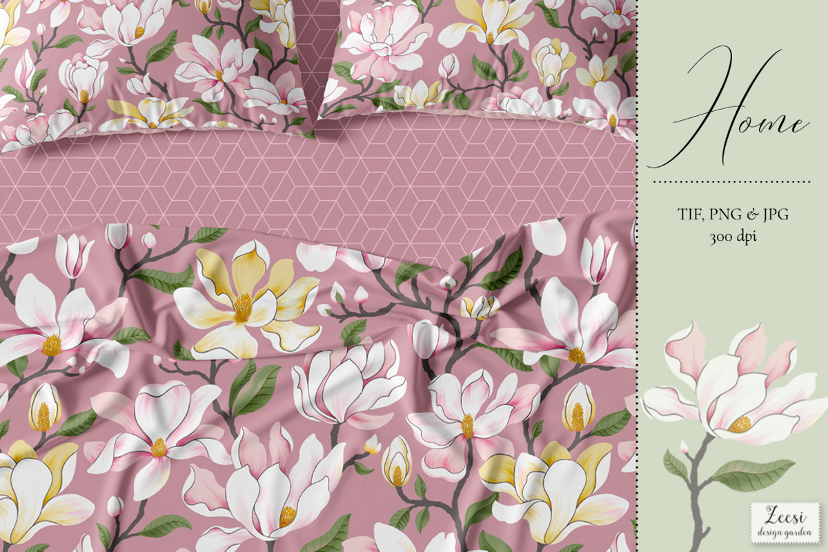 Sweet Magnolia Patterns & Motifs, a Pattern Graphic by Zeesi Design Garden (Photo 4 of 13)