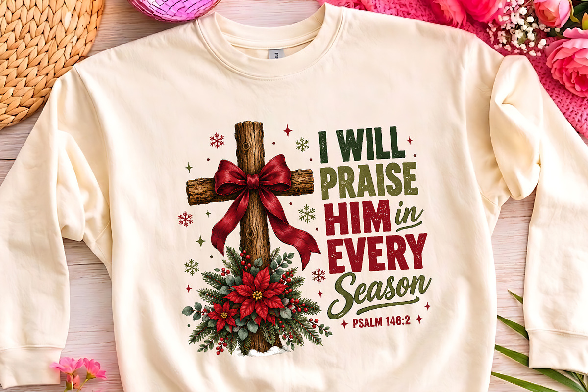 Praise Him Every Season Cross PNG, a Seasonal Illustration by CrexoraLab (Photo 3 of 4)