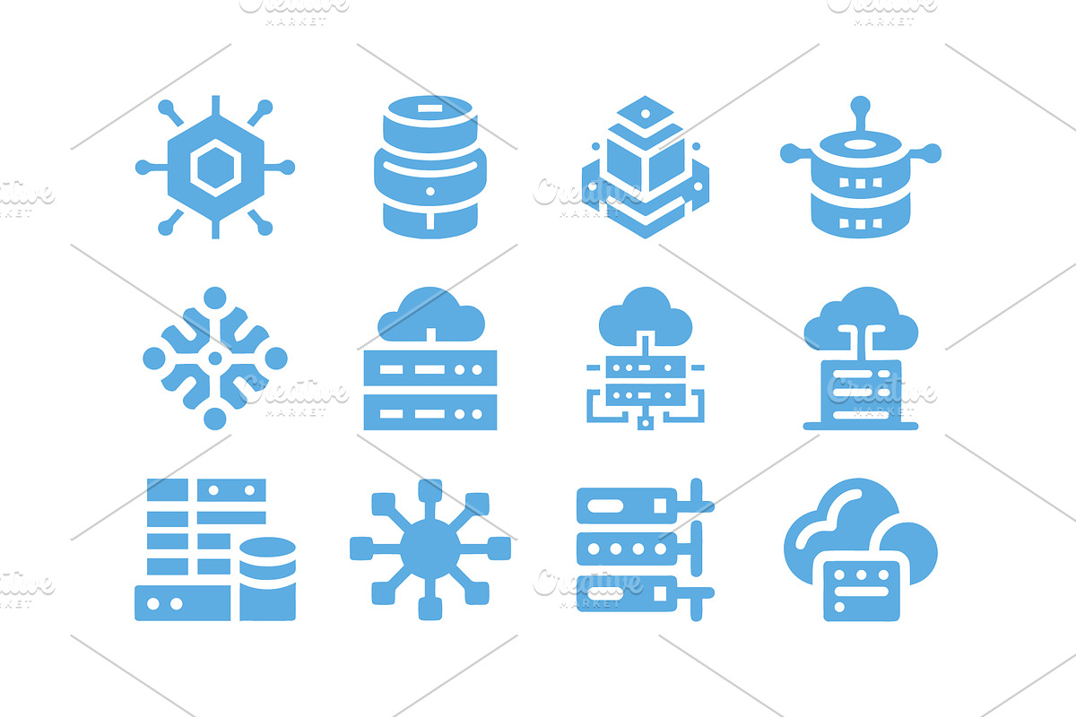 Tech Cloud Data Server Icons Bundle, a Solid Icon by Vectorium Studio (Photo 19 of 24)