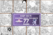 Cozy Sci-Fi Adult Coloring Pages, a Brochure Template by LA Design (Thumbnail 1 of 10)