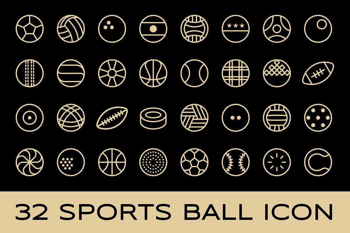 Sports Balls Outline Icons, an Outline Icon by Buqancreative