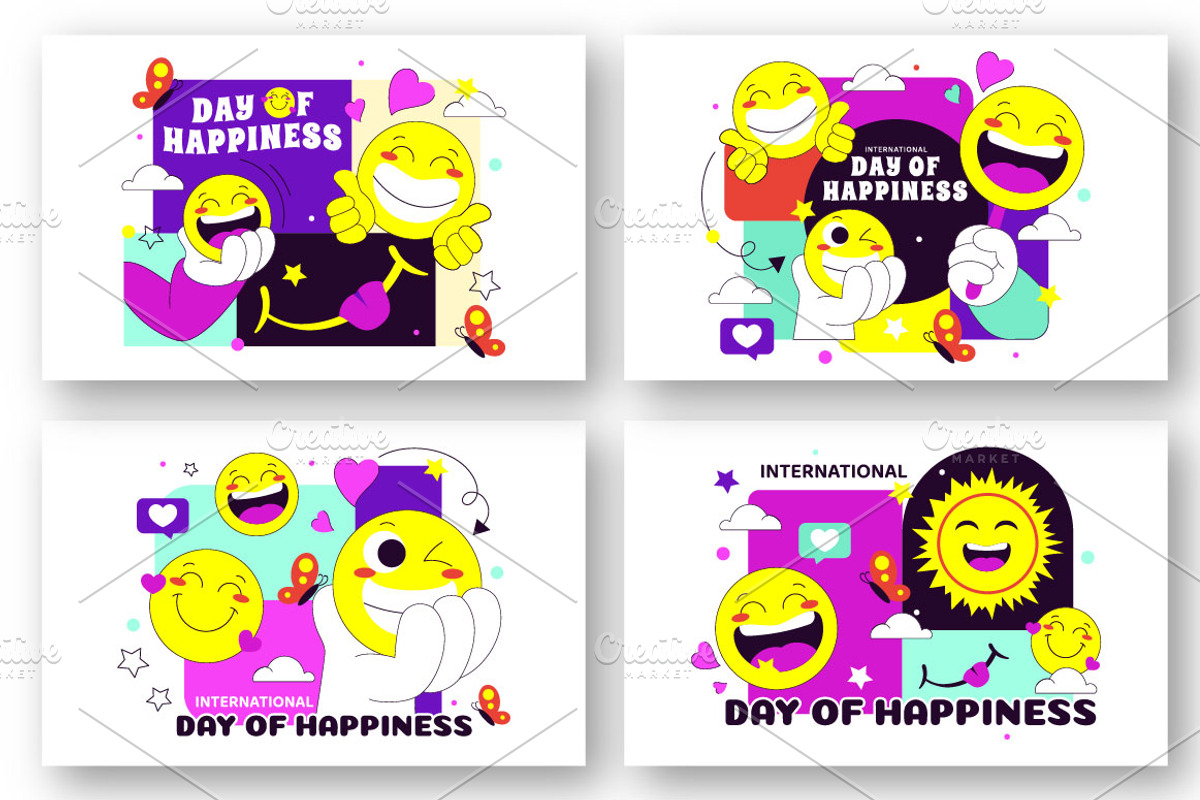 10 World Happiness Day Illustration, a Person Illustration by denayunebgt (Photo 2 of 4)