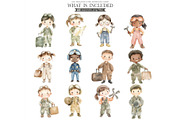 Aviator Friends Watercolor Clipart, an Illustration by CharmClipart (Thumbnail 2 of 8)