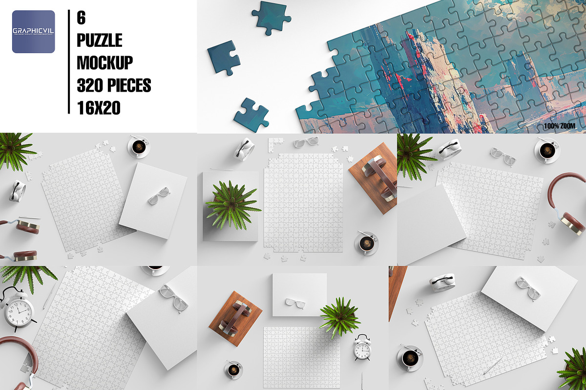 Dye sublimation Puzzle Mockup 16x20, a Household Mockup by GraphicVil (Photo 2 of 9)