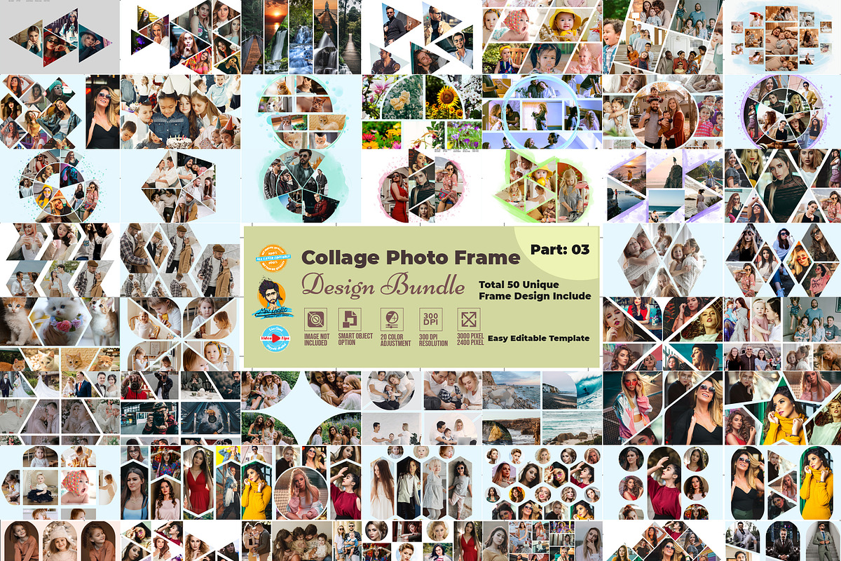 Collage Photo Frame Design Bundle, a Print Template by MRI STUDIO (Photo 1 of 52)