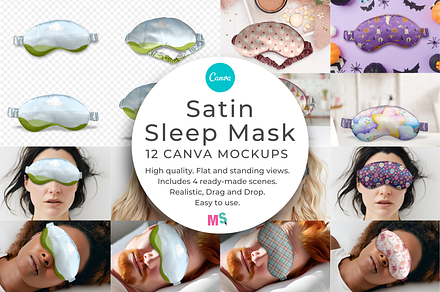 Satin Sleep Mask Mockup for Canva