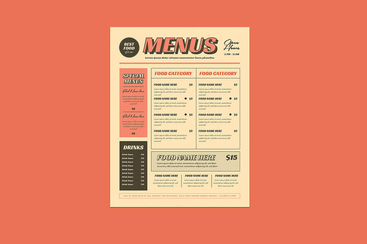 Retro Menus, a Flyer Template by Guuver (Photo 3 of 4)