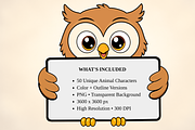Cute Cartoon Animal Sign Holders, an Animal Illustration by MarisoArt (Thumbnail 2 of 7)
