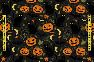 Cute Halloween Seamless Vector, a Pattern Graphic by one-touch
