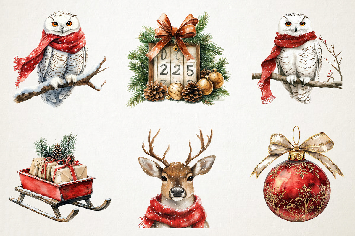 Christmas Time Watercolor Clipart, an Illustration by RobertsArt (Photo 7 of 7)