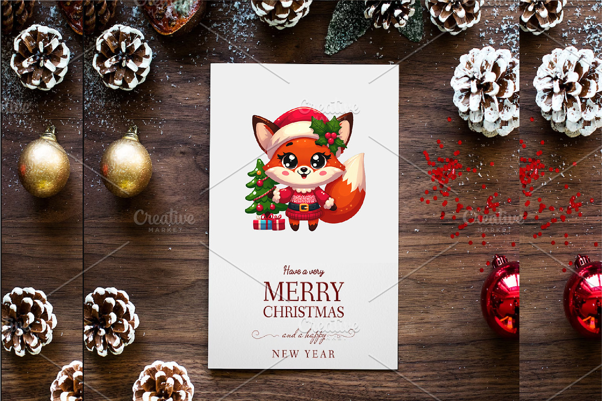 Christmas cute fox. Clipart, PNG., an Animal Illustration by KENO Mascots (Photo 7 of 8)