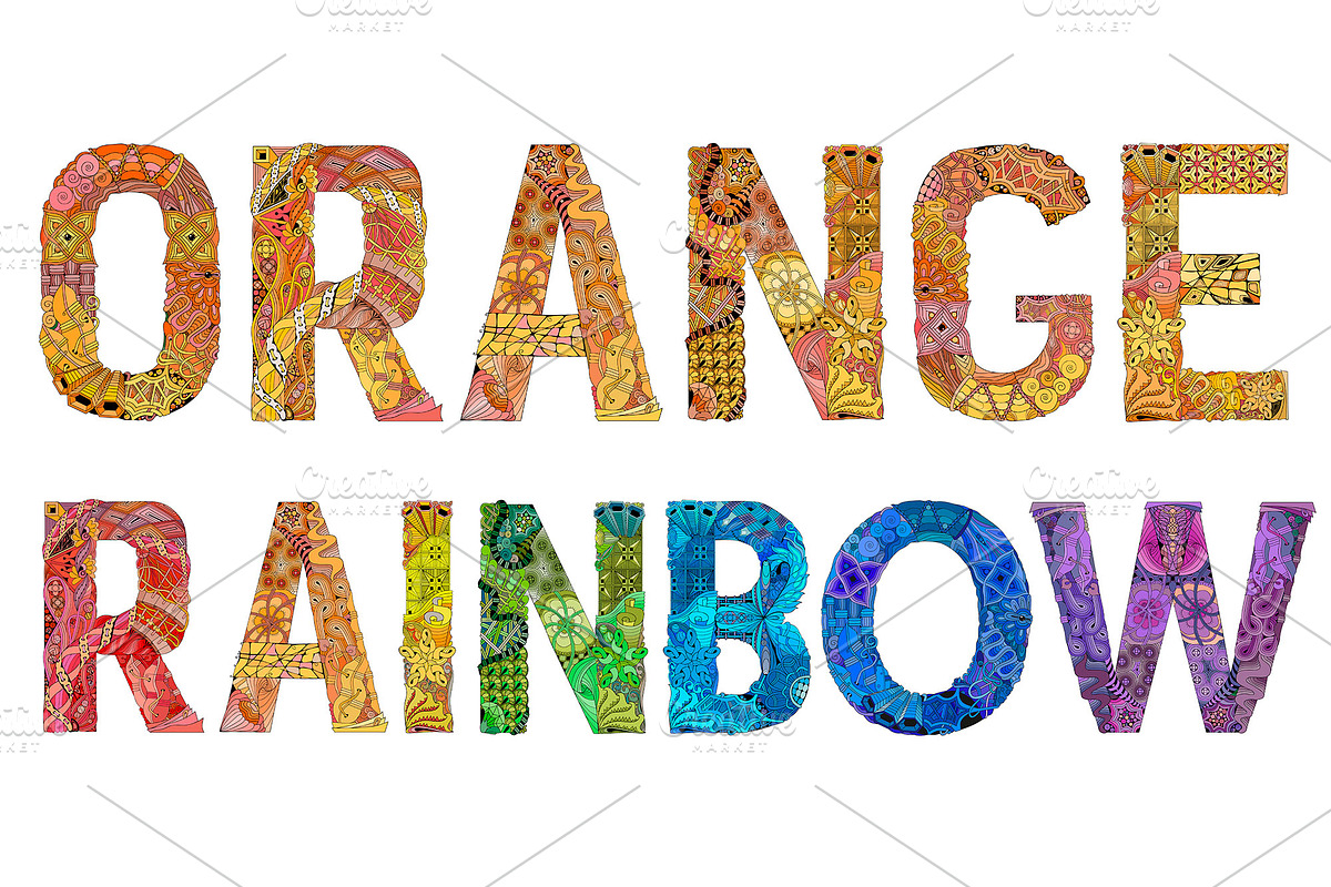 Rainbow color zentangle design words, a Background Graphic by Watercolor fantasy (Photo 5 of 5)