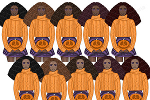 Halloween Bright Girls Clipart