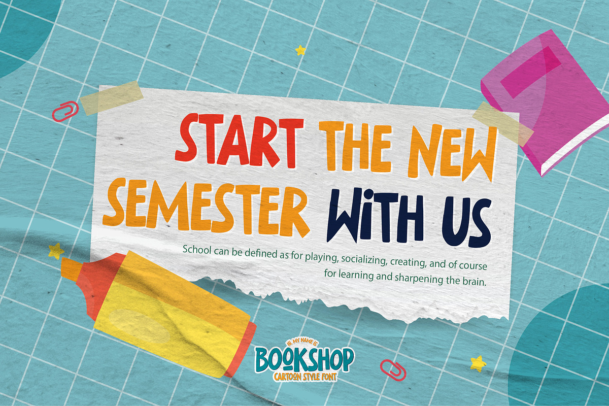 Bookshop - Cartoon Style Font, a Sans Serif Font by Gassstype (Photo 2 of 9)