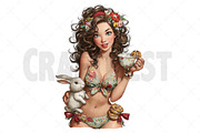 Whimsical Easter Coffee Girl Clipart, an Illustration by Craft Nest (Thumbnail 12 of 12)