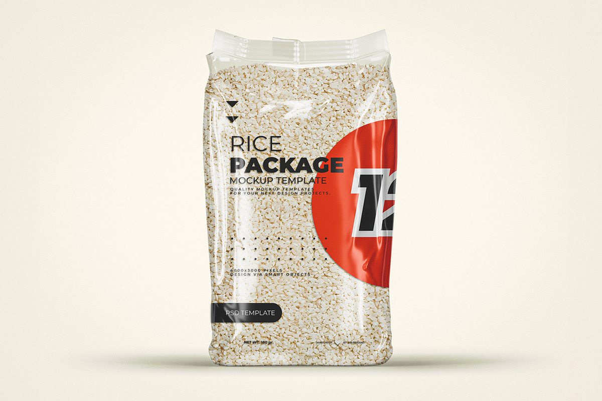 Rice Plastic Pouch Packaging Mockup, a Product Mockup by Se٧enStudio