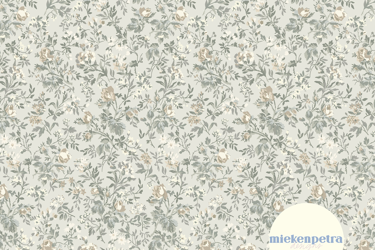 Light Sutton Blue Vintage Floral, a Pattern Graphic by Mieken Petra Designs (Photo 1 of 3)