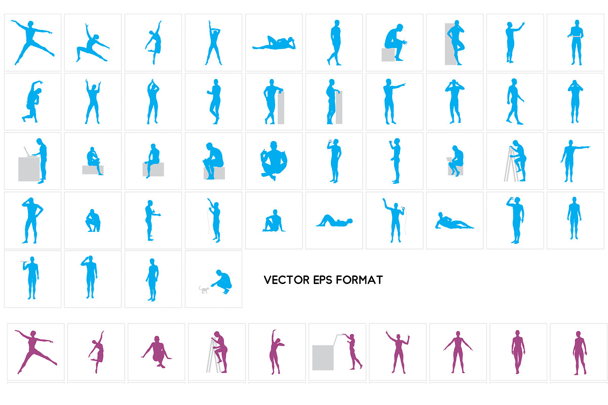 100+ male / female silhouette poses, a Sport Illustration by Nick Novell (Photo 3 of 5)