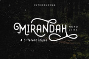 Mirandah | Monoline Font Family, a Sans Serif Font by Arterfak Project (Thumbnail 1 of 11)