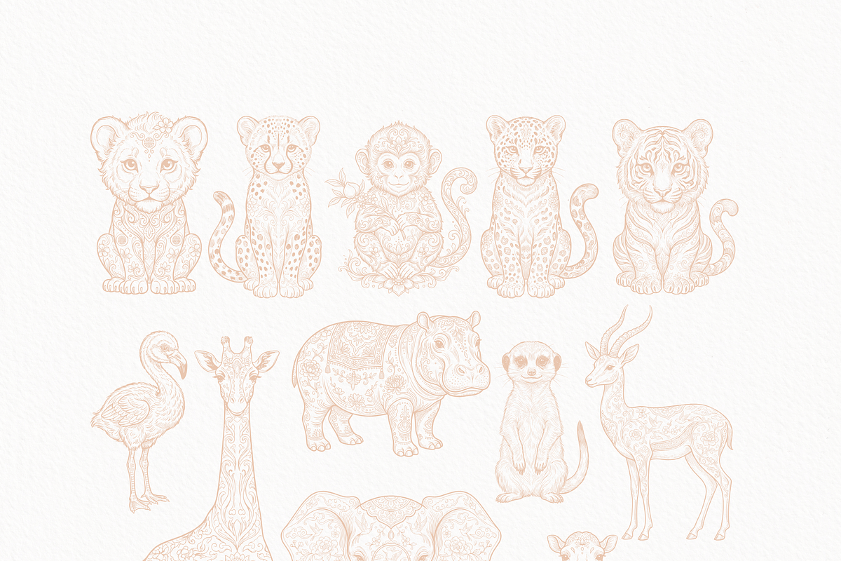 Toile Safari Animals Beige, an Animal Illustration by Invite to Clipart (Photo 3 of 14)