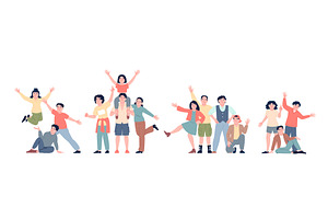Friends posing for photo. Happy, a Person Illustration by LadadikArt