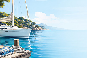 Sailboat moored near rocky shoreline, a Photo by Dvoevnore photos