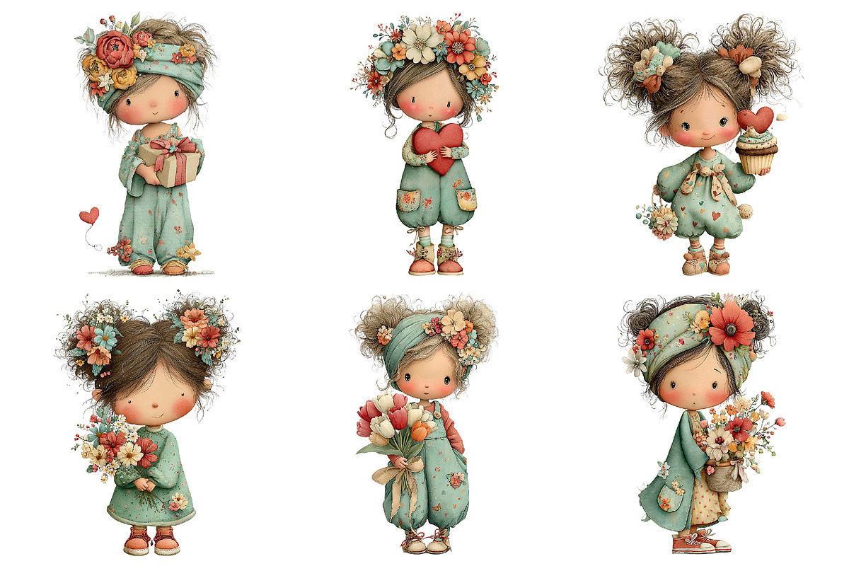 Whimsical Mother Day Girls Clipart, an Illustration by Daily.Designs (Photo 3 of 5)