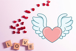 12 Lovely Flying Love Heart Wings