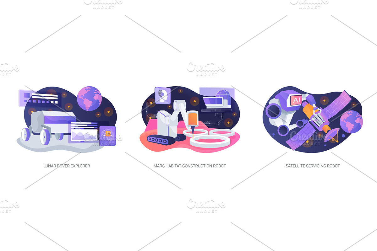 Autonomous Robots in Space Missions, a Technology Illustration by Visual Generation