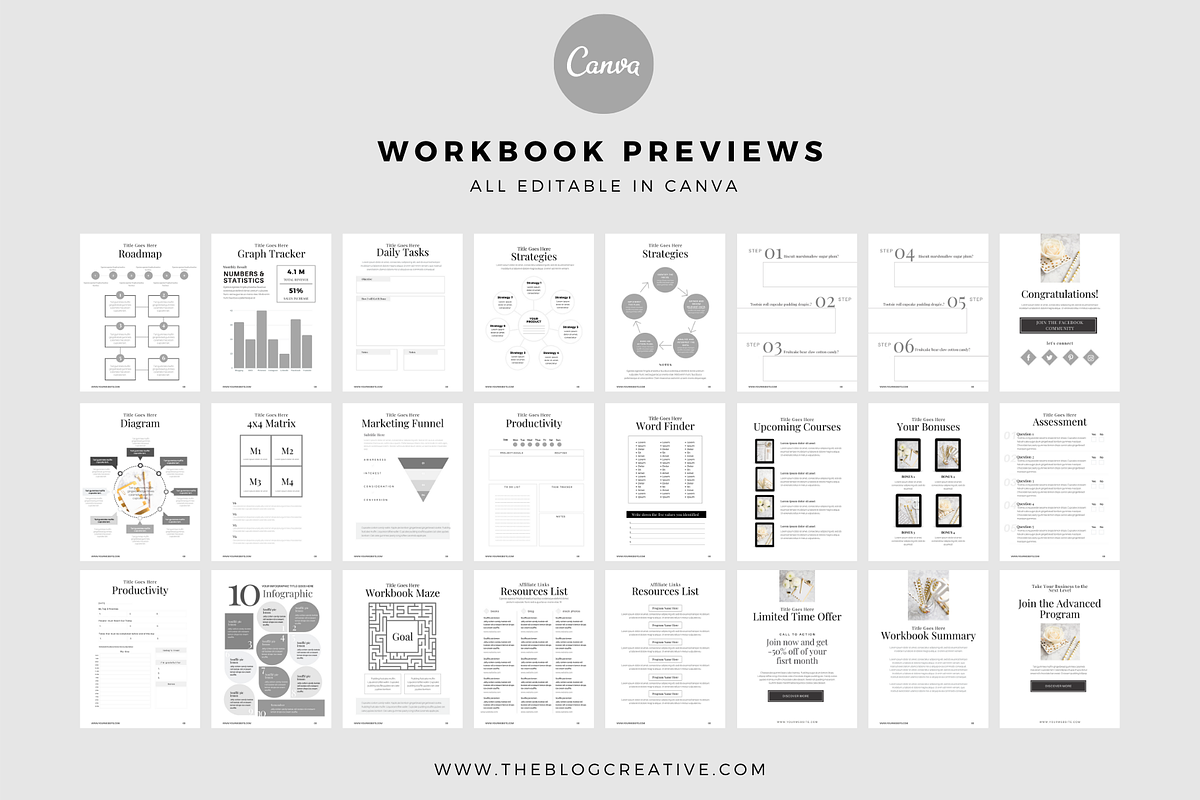 Minimalist Mega Workbook Canva, a Templates & Theme by The Blog Creative (Photo 7 of 12)