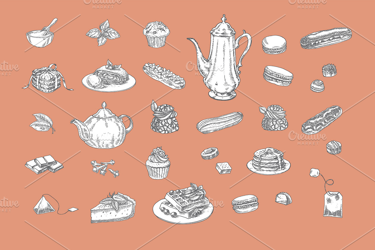 Tea and desserts set, a Graphic by Evgeniia Lanskikh (Photo 10 of 10)