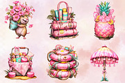 Whimsical pink summer poolside clipa, an Illustration by SVGArt (Thumbnail 2 of 9)