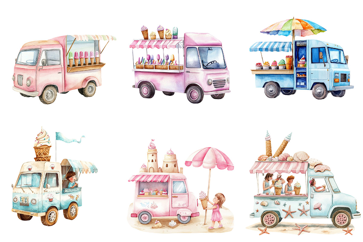 Summer Ice Cream Truck Clipart, an Illustration by Pixels.Craft (Photo 8 of 8)