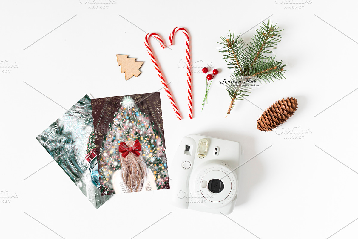 Christmas Cards Clipart Set, a Seasonal Illustration by Leonaa art (Photo 10 of 10)