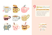 Cozy Autumn Cups and Warm Drinks, a Seasonal Illustration by Svitlana Kharchuk (Thumbnail 2 of 13)