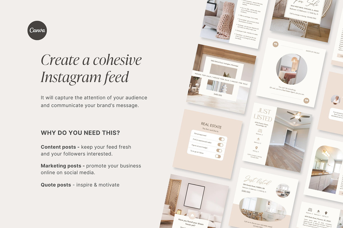 Real Estate Instagram Post Template, a Social Media Template by LiliesandBerries (Photo 5 of 22)