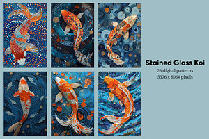 Stained Glass Koi Illustrations