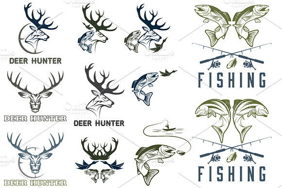 Fishing And Hunting Labels