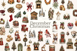December Christmas Watercolor PNG, a Decorative Illustration by digital.incubator.yum
