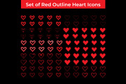 Set of Red Outline Heart Icons, a Decorative Illustration by Lakhan1998 (Thumbnail 2 of 4)