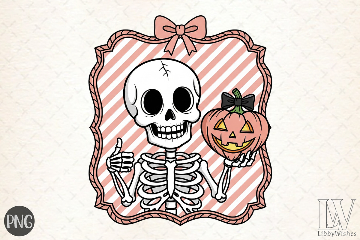 Halloween Skull Heart Hand-Drawn Fra, an Illustration by Libby Wishes (Photo 1 of 6)