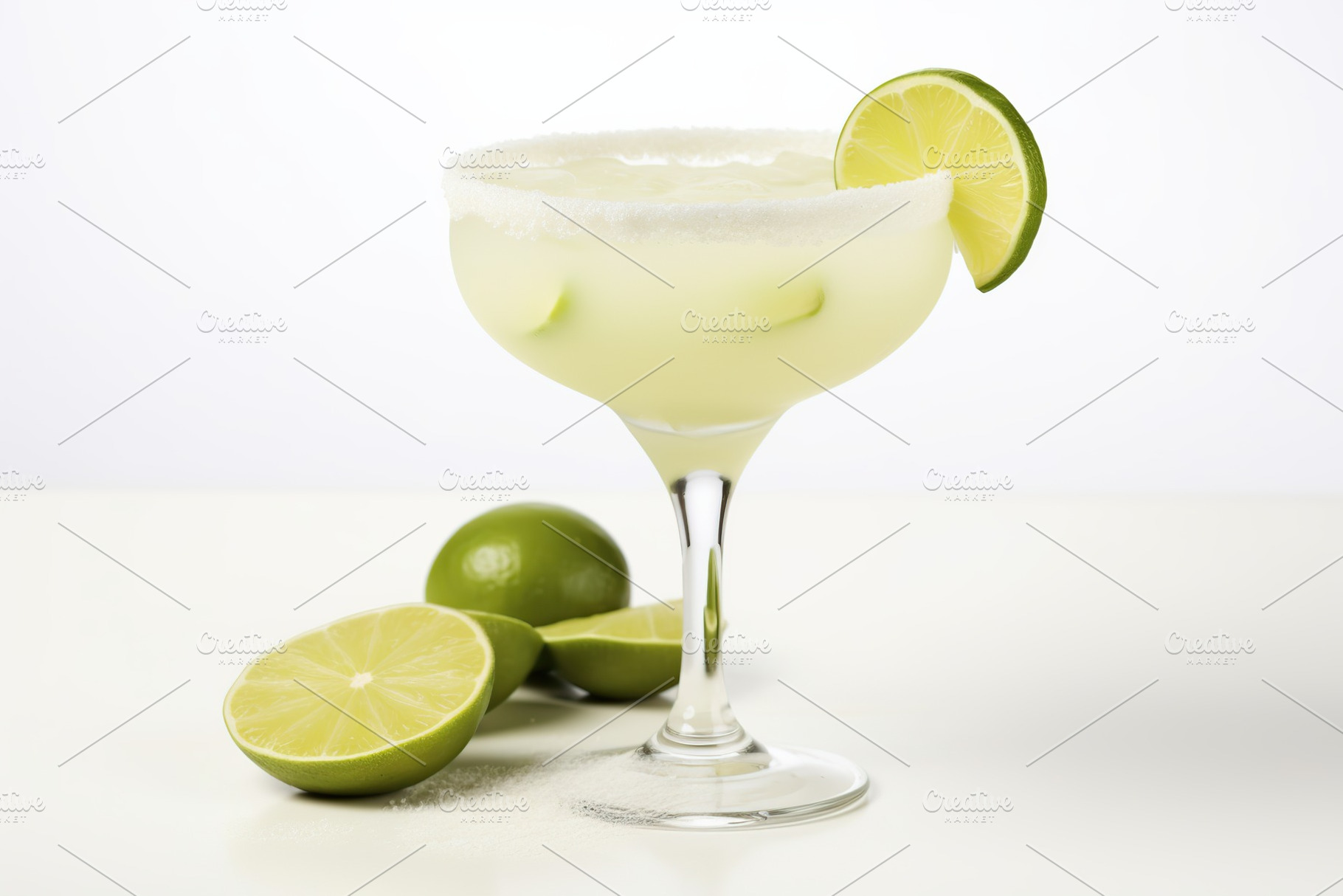 Glass of margarita cocktail on white background, a Food & Drink Photo by AlyaAnd