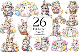 Easter Bunny PNG Clipart, Chubby Fat, an Animal Illustration by KennedyStudio