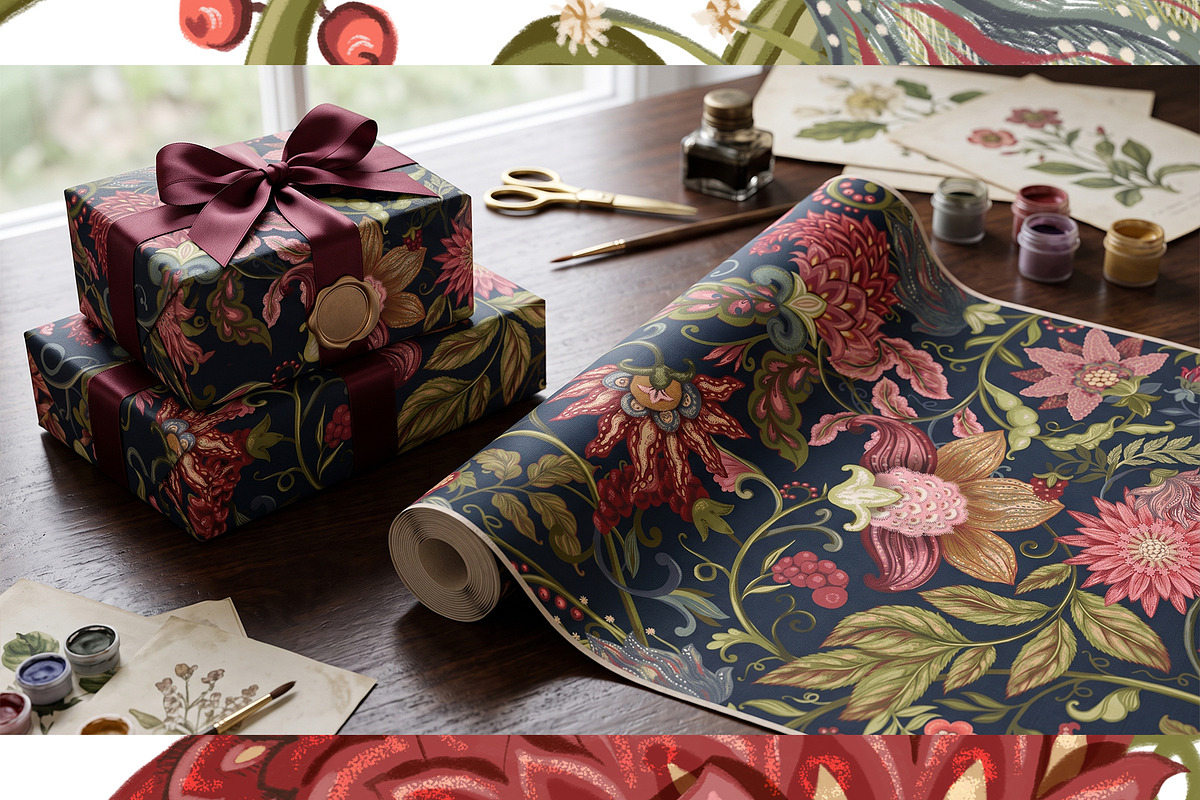 Bramble Jacobean Floral Pattern, a Pattern Graphic by Sonulkaster (Photo 10 of 13)