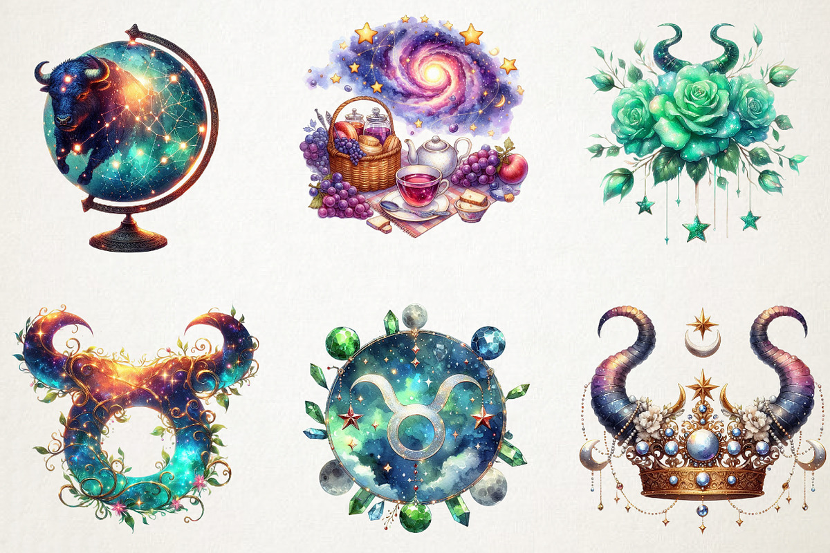 Celestial Taurus Season Art Pack, an Illustration by RobertsArt (Photo 7 of 7)