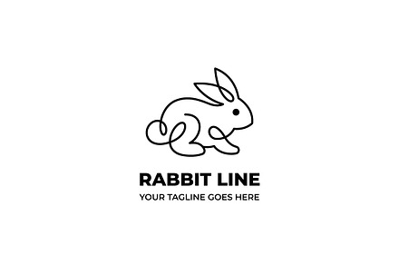 Monoline Rabbit Bunny Logo Template, an Object Graphic by Mightyfire