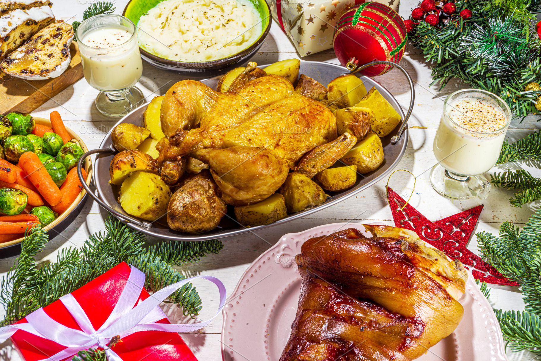 Festive Christmas dinner table, a Food & Drink Photo by Rimma